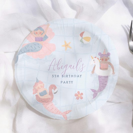 Meerjungfrau-Poolparty Mädchen Geburtstag Pappteller