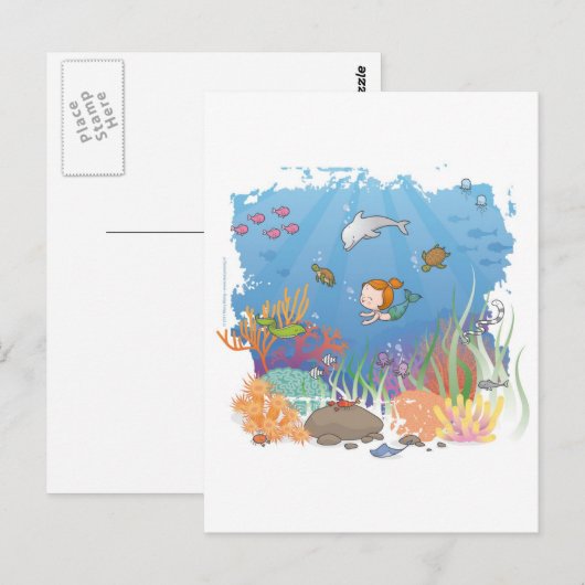 Meerjungfrau Postkarte (Vorne/Hinten)