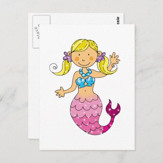 Meerjungfrau Postkarte (Vorne/Hinten)