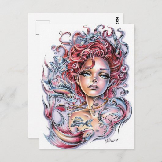 Meerjungfrau Postkarte (Vorne/Hinten)
