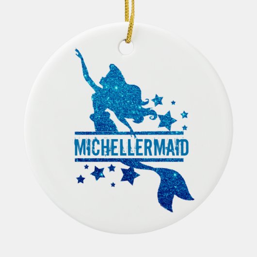 Meerjungfrau Prinzessin Glitzer Sondergeschenk Wei Keramik Ornament (Vorne)