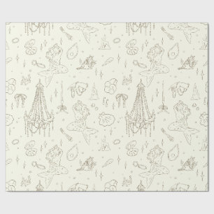 Meerjungfrau Prinzessin Ozean Fantasie Beige Toile Geschenkpapier