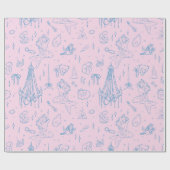 Meerjungfrau Prinzessin Ozean Fantasie Blau Toile- Geschenkpapier (Flach)
