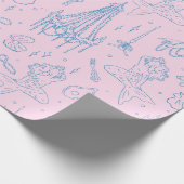 Meerjungfrau Prinzessin Ozean Fantasie Blau Toile- Geschenkpapier (Ecke)