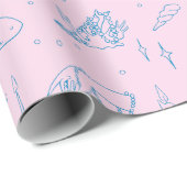 Meerjungfrau Prinzessin Ozean Fantasie Blau Toile- Geschenkpapier (Rolleneckpunkt)