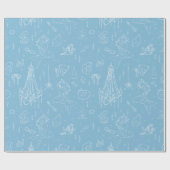 Meerjungfrau Prinzessin Ozean Fantasie Blau Toile- Geschenkpapier (Flach)