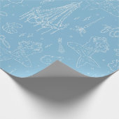 Meerjungfrau Prinzessin Ozean Fantasie Blau Toile- Geschenkpapier (Ecke)