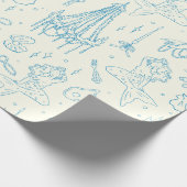 Meerjungfrau Prinzessin Ozean Fantasie Blau Toile- Geschenkpapier (Ecke)