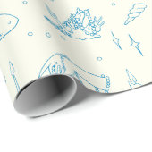 Meerjungfrau Prinzessin Ozean Fantasie Blau Toile- Geschenkpapier (Rolleneckpunkt)