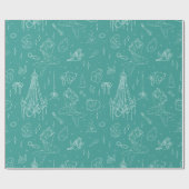 Meerjungfrau Prinzessin Ozean Fantasie Blau Toile- Geschenkpapier (Flach)