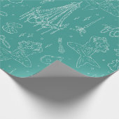 Meerjungfrau Prinzessin Ozean Fantasie Blau Toile- Geschenkpapier (Ecke)