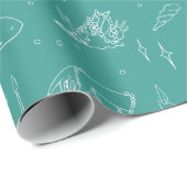 Meerjungfrau Prinzessin Ozean Fantasie Blau Toile- Geschenkpapier (Rolleneckpunkt)