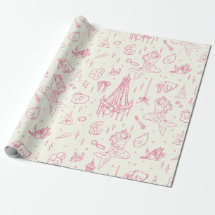 Meerjungfrau Prinzessin Ozean Fantasy Rosa Toile-M Geschenkpapier