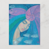 Meerjungfrau Prinzessin, Wasserfantasy Surreal Mal Postkarte (Vorderseite)