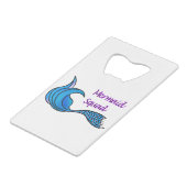 Meerjungfrau-Quad-blauer Meerjungfrau-Schwanz auf Geldbeutel Flaschenöffner (Rückseite Schrägansicht)