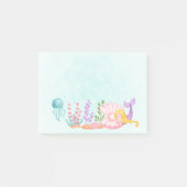 Meerjungfrau & Quallenfisch Unterwasserfarbe Post-it Klebezettel (Vorderseite)