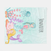 Meerjungfrau & Quallenfische Unterwasserfarbe Fleecedecke (Vorderseite (Horizontal))