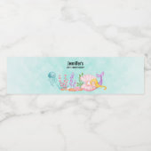 Meerjungfrau & Quallenfische Unterwasserfarbe Wasserflaschenetikett (Einzelnes Label)