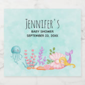 Meerjungfrau & Quallenfische Unterwasserfarbe Wein Schaumweinetikett (Einzelnes Label)