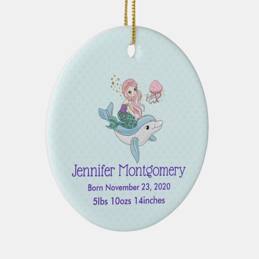 Meerjungfrau Reiten einer Dolphin Unter dem Meer B Keramik Ornament (Rechts)