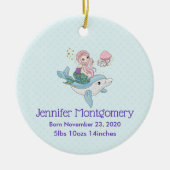 Meerjungfrau Reiten einer Dolphin Unter dem Meer B Keramik Ornament (Vorne)