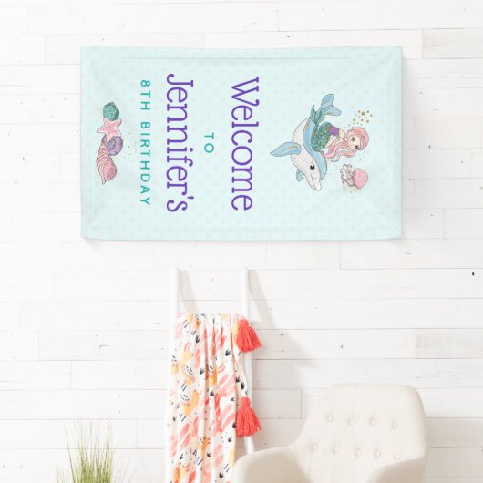 Meerjungfrau Reiten einer Dolphin Unterhalb des Me Banner (Insitu)