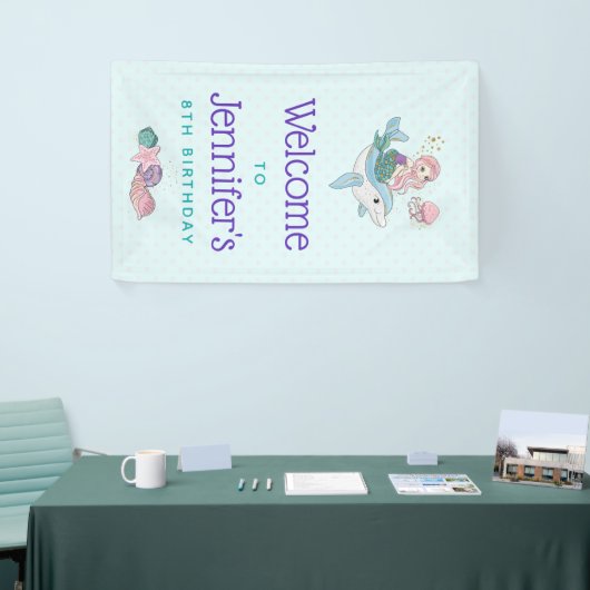 Meerjungfrau Reiten einer Dolphin Unterhalb des Me Banner (Messeveranstaltung)