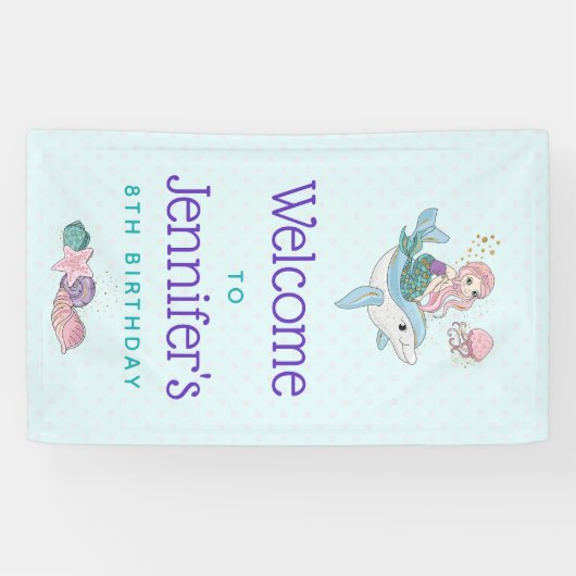 Meerjungfrau Reiten einer Dolphin Unterhalb des Me Banner (Horizontal)