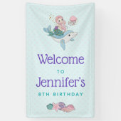 Meerjungfrau Reiten einer Dolphin Unterhalb des Me Banner (Vertikal)