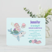 Meerjungfrau Reiten einer Dolphin Unterhalb des Me Einladung (Stehend Vorderseite)