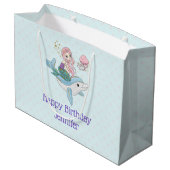 Meerjungfrau Reiten einer Dolphin Unterhalb des Me Große Geschenktüte (Rückseite Schrägansicht)