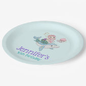 Meerjungfrau Reiten einer Dolphin Unterhalb des Me Pappteller (Schrägansicht)