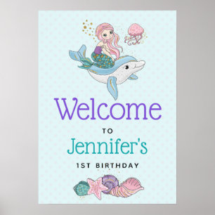 Meerjungfrau Reiten einer Dolphin Unterhalb des Me Poster