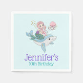 Meerjungfrau Reiten einer Dolphin Unterhalb des Me Serviette (Vorderseite)