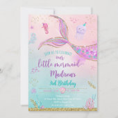 Meerjungfrau Rosa Lila unter dem Meer Geburtstag Einladung (Vorderseite)