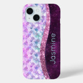 Meerjungfrau Rosa silber Imitate Glitzer Monogramm Case-Mate iPhone Hülle (Rückseite)