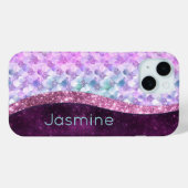 Meerjungfrau Rosa silber Imitate Glitzer Monogramm Case-Mate iPhone Hülle (Rückseite (Horizontal))