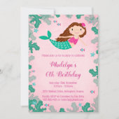 Meerjungfrau Rosa unter dem Meer Einladungen (Vorderseite)