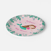 Meerjungfrau Rosa unter der Meerwasserdusche Pappteller (Schrägansicht)