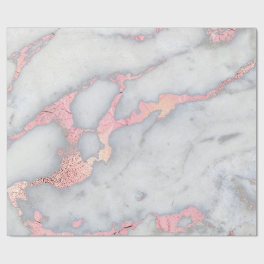 Meerjungfrau Rosegold Glitzer-Marmor Geschenkpapier (Flach)