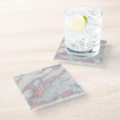 Meerjungfrau Rosegold Glitzer-Marmor Glasuntersetzer (Schrägansicht)