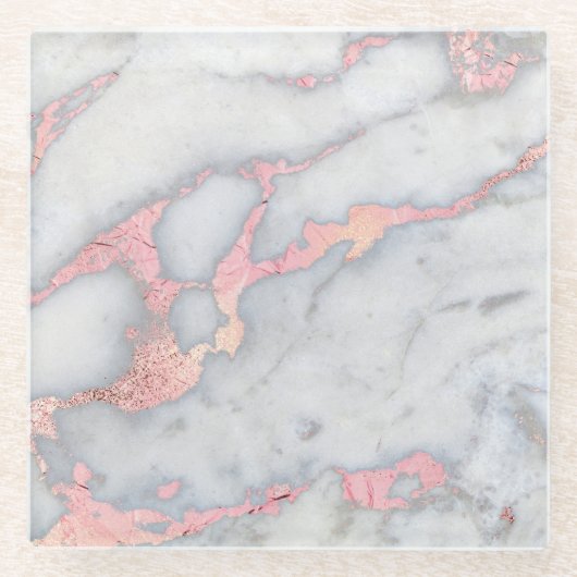 Meerjungfrau Rosegold Glitzer-Marmor Glasuntersetzer (Vorderseite)