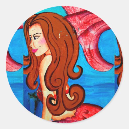 Meerjungfrau Runder Aufkleber (Vorderseite)