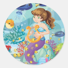 Meerjungfrau-Rundkleber Runder Aufkleber