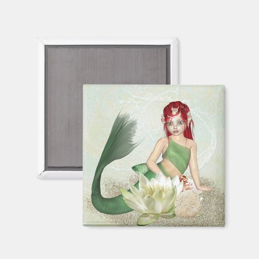 Meerjungfrau, Sand und Muscheln Magnet (Vorderseite/Rückseite)