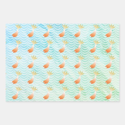 Meerjungfrau Scales farbenfrohe Aquarellbilder Geschenkpapier Set (Vorderseite 3)