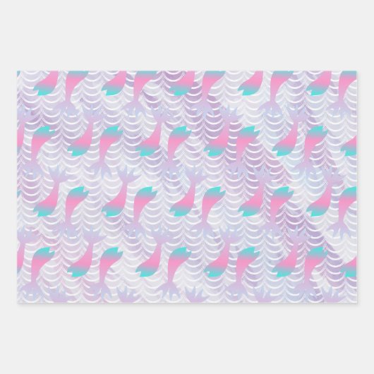 Meerjungfrau Scales farbenfrohe Aquarellbilder Geschenkpapier Set (Vorderseite 2)