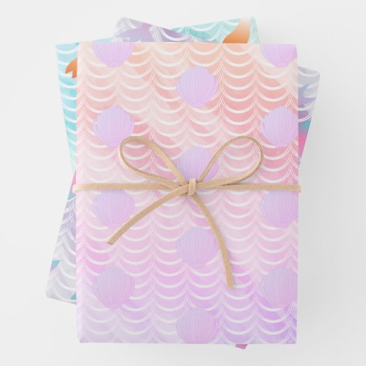 Meerjungfrau Scales farbenfrohe Aquarellbilder Geschenkpapier Set (Beispiel)