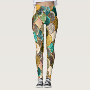 Meerjungfrau-Schuppen Mehrfarbig Glitter Glam Tren Leggings
