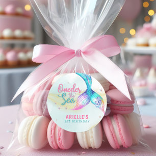 Meerjungfrau Schwanz Auf dem Meer 1. Geburtstag Runder Aufkleber